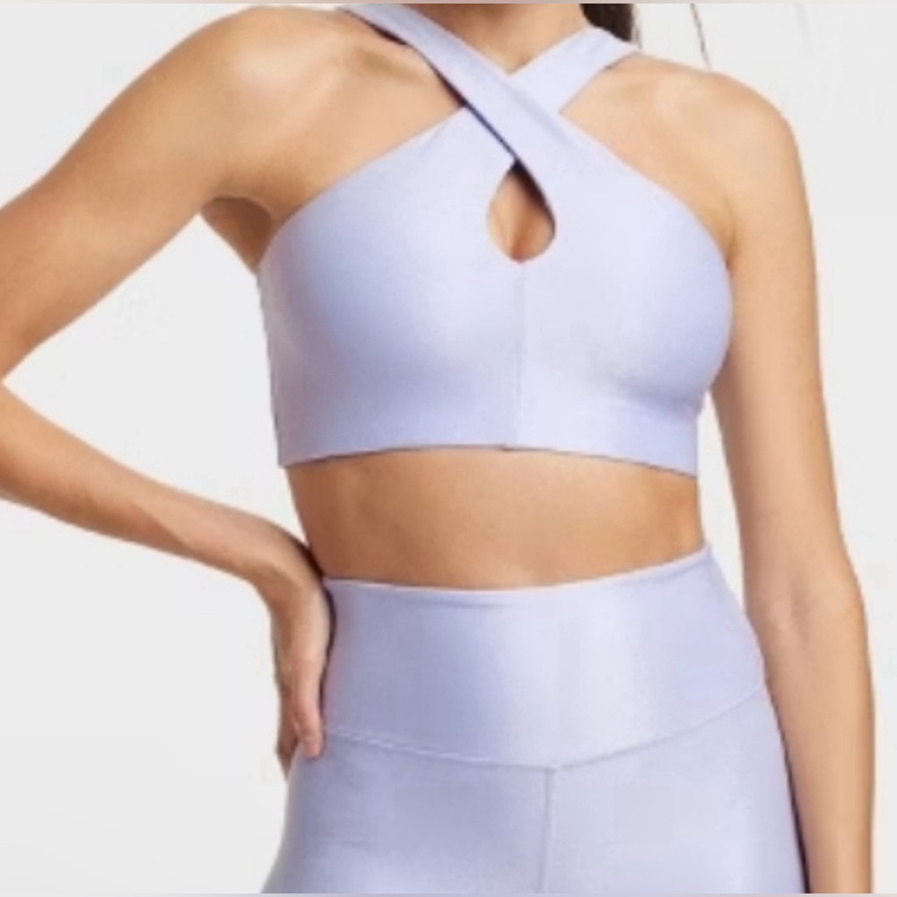 All In Motion Women’s Light Support Shine Ribbed Halter Sports Bra